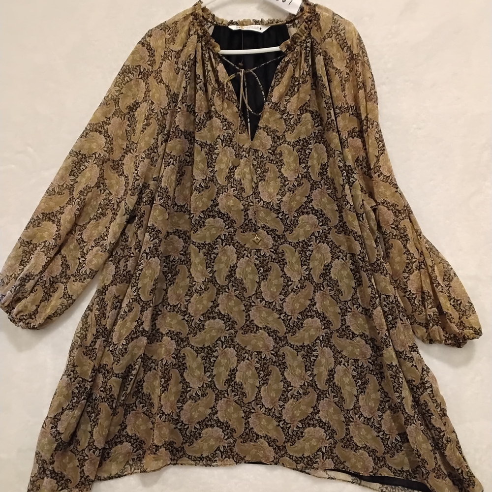 Zara Floral Blouse with Tie Neck